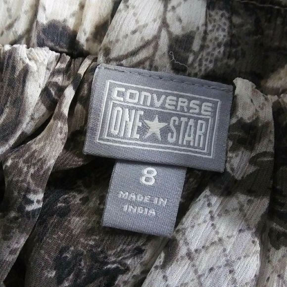 CONVERSE One Star Flowy Layer Floral Skirt 8 Mini Micro Stretch Wide Waist Band - Picture 5 of 6